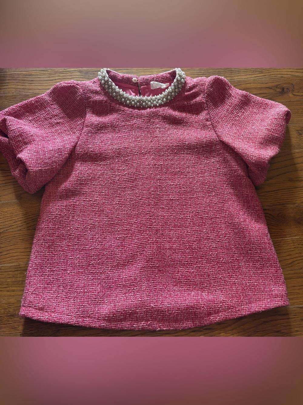 Shop the Mint Girls “Calling On You” Pink Tweed Blouse, Size 10/12, EUC